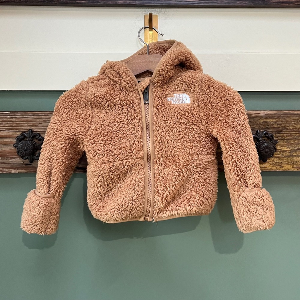 The North Face Baby Bear Ear Sherpa Fleece Full Zip Hoodie Brown 6-12M